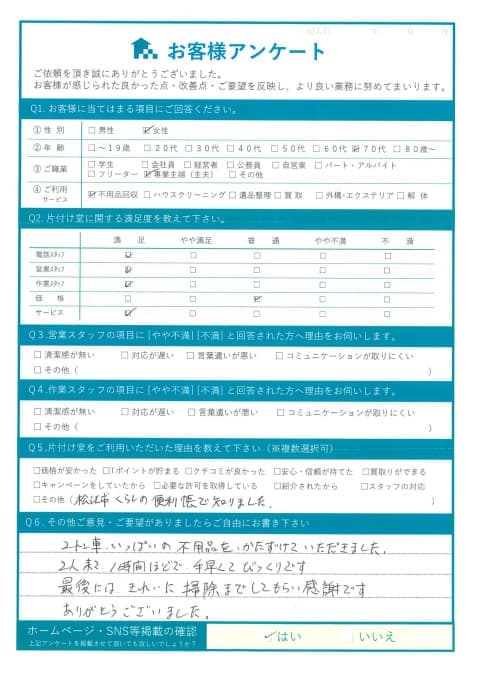 I様様 アンケート