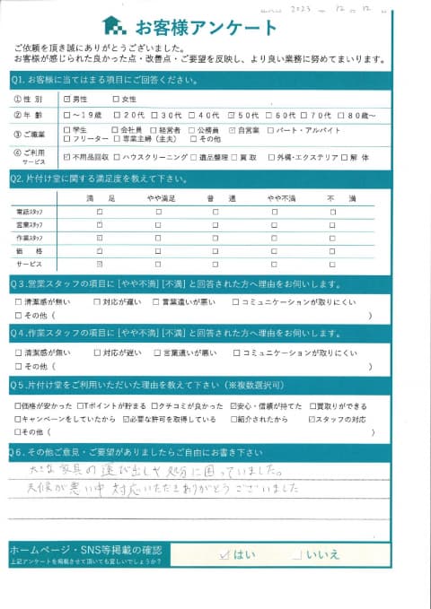 T様 アンケート