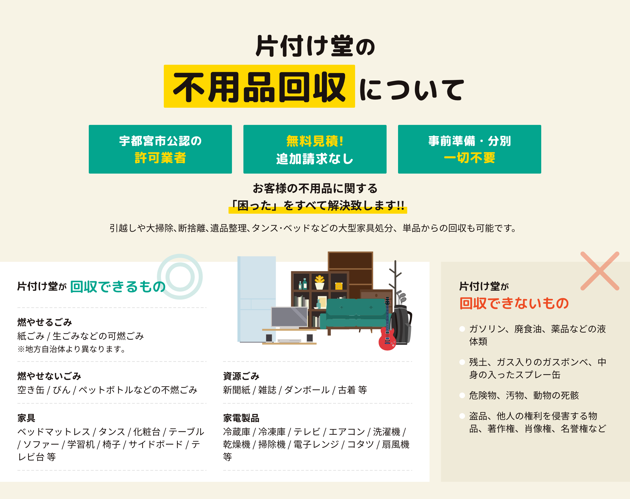 片付け堂の不用品回収について