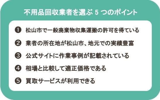 不用品業者を選ぶ5つのポイント