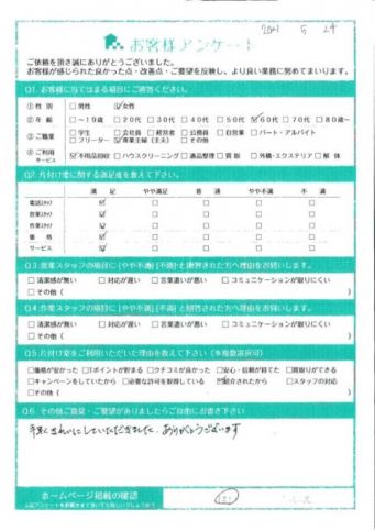 大阪市鶴見区F様不用品回収「手早くきれいにしていただきました」