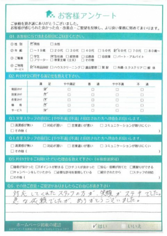 高松市U様断捨離に伴う不用品回収「スタッフの笑顔がステキでした」