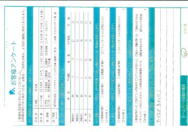大山町W様大型家具の処分「すごくサービスがよかったです。」のお客様の声アンケートシート