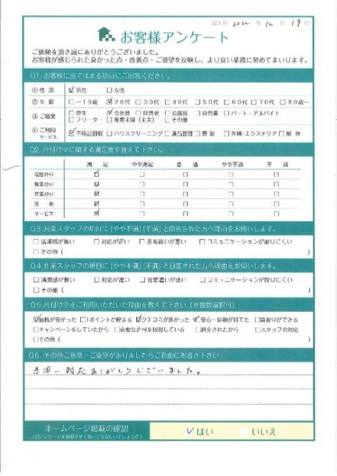 大阪市城東区M様大掃除に伴う不用品回収「手早い対応ありがとうございました。」