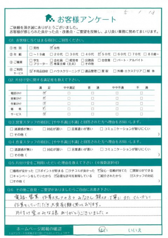 宇都宮市M様退去に伴う粗大ごみ回収「みなさん丁寧で、本当に助かりました。」