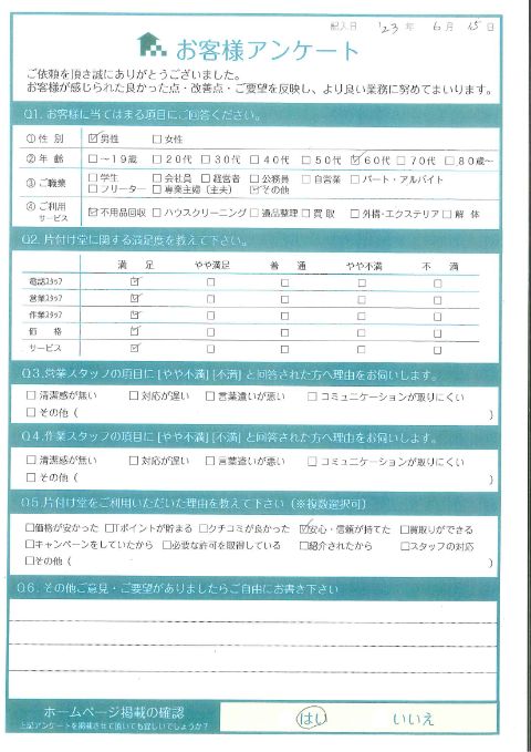 倉吉市K様たまっていくばかりの不用品「全部片付けてもらってよかったです」