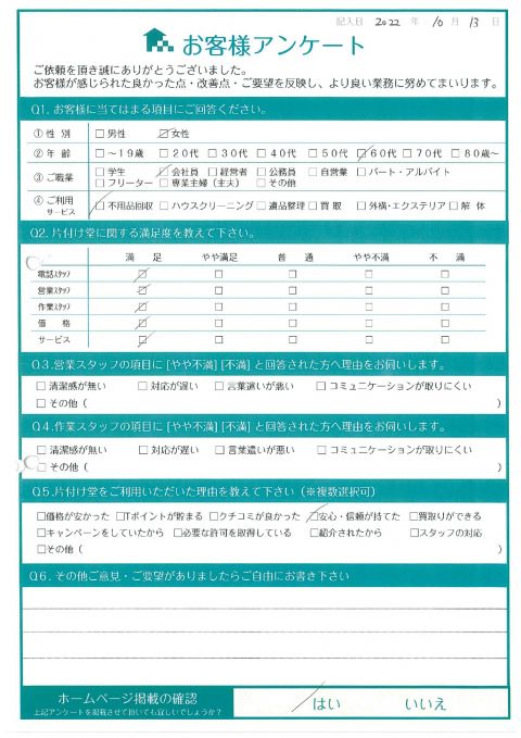 東京都渋谷区H様大きな粗大ごみの運び出し「私たちだけでは運べなかったから、頼んで良かった」