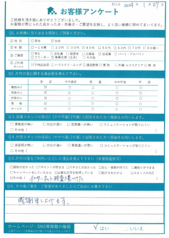 大阪市鶴見区K様不用品処分に伴う不用品回収「感謝申し上げます」