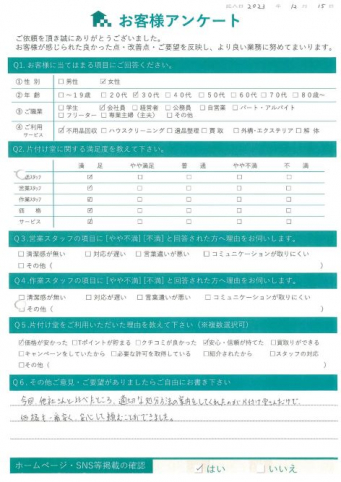 東京都大田区K様価格も説明も聞いて一番安心して頼めました