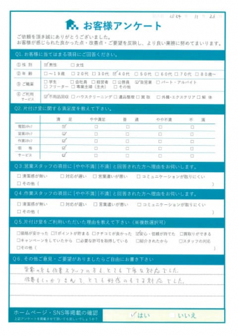 松江市K様断捨離に伴う不用品処分「好感の持てる対応でした!」